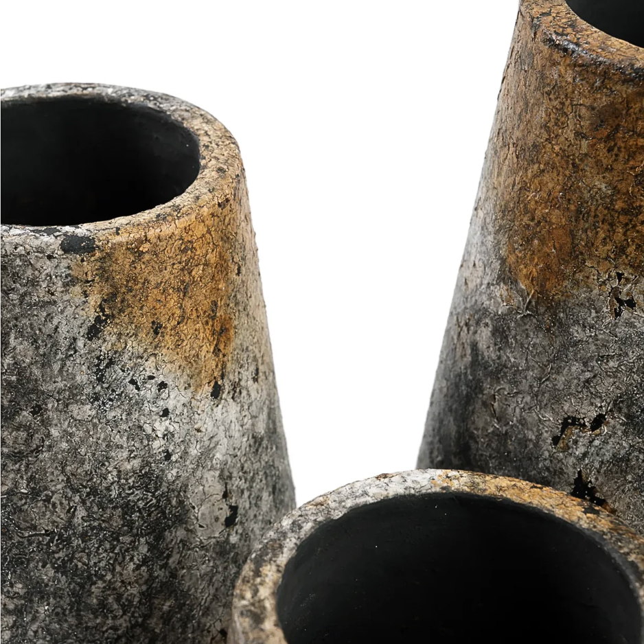 THE SPOOKY L - Grand vase en terre cuite gris et ocre