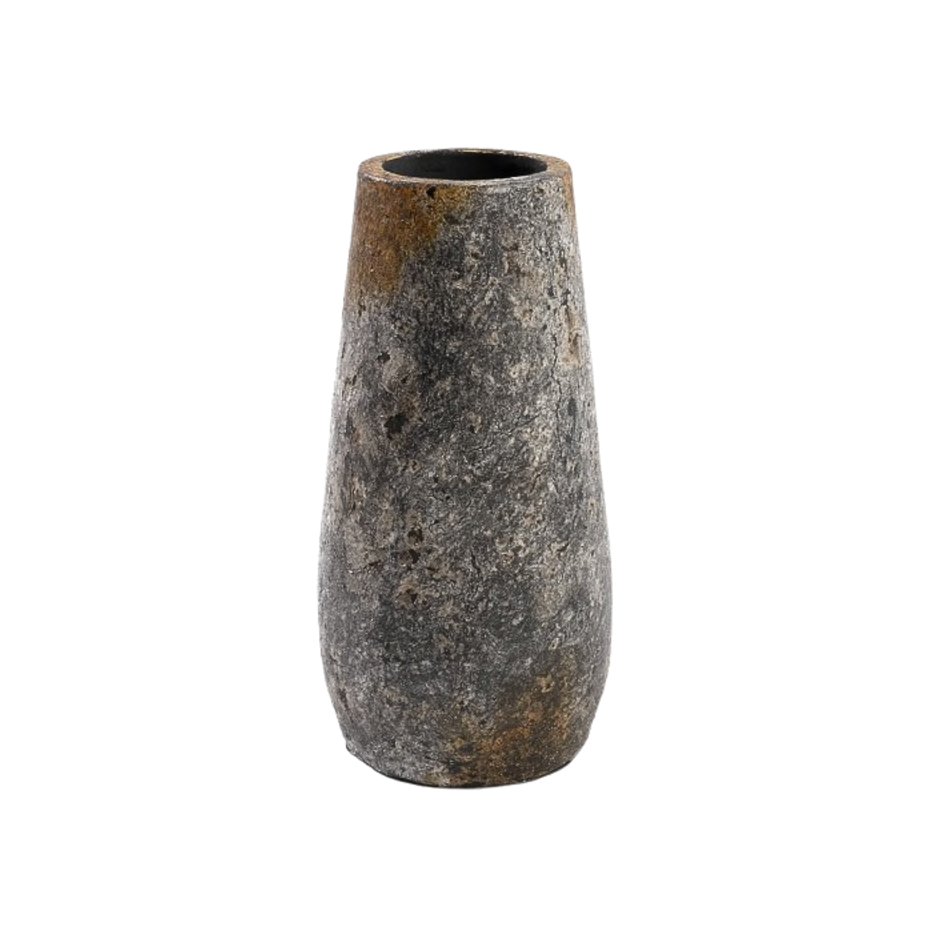 THE SPOOKY L - Grand vase en terre cuite gris et ocre