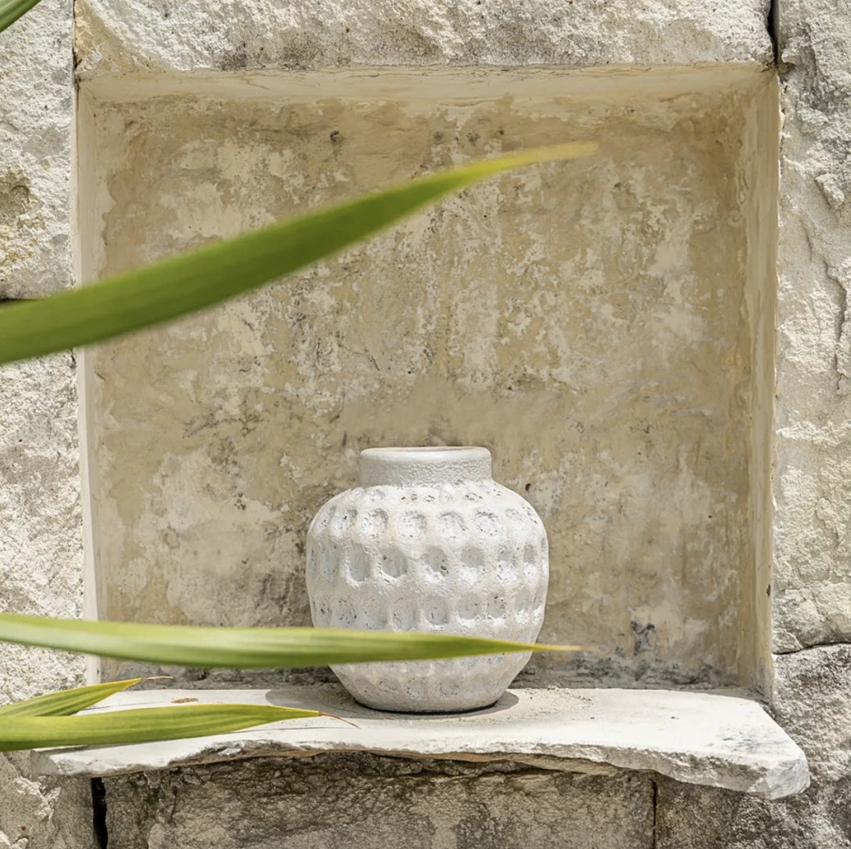 TRENDY BETON S - Vase en terre cuite gris imitation béton