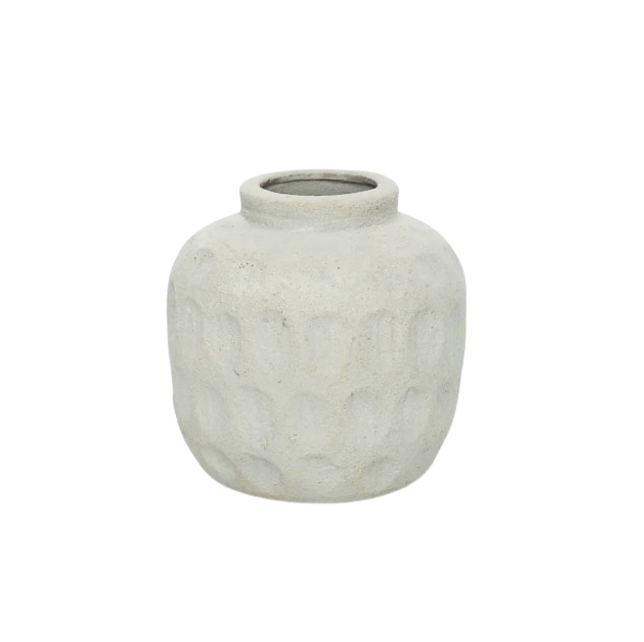 TRENDY BETON S - Vase en terre cuite gris imitation béton