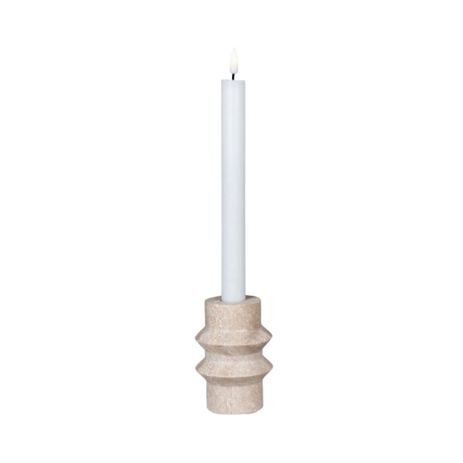 SOLUM - Bougeoir double bandeau en travertin 