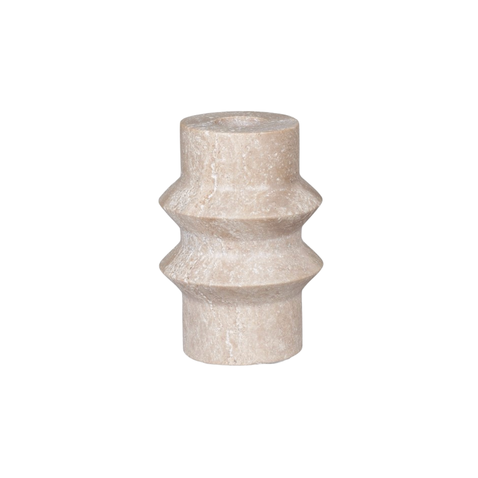 SOLUM - Bougeoir double bandeau en travertin 