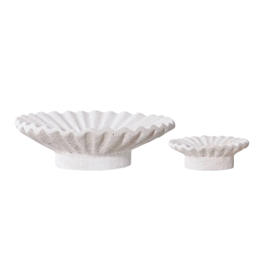 LYS - Duo de coupelles décoratives en ciment blanc