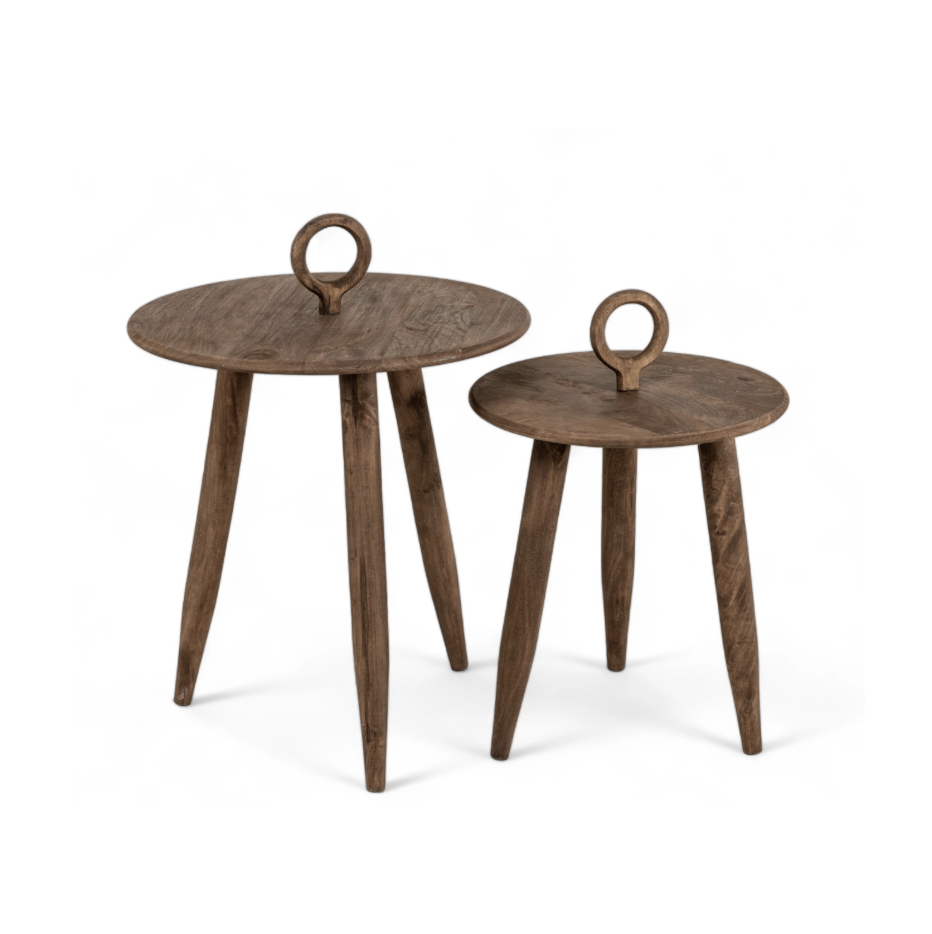TRIPOLI - Set de 2 tables basses en bois de manguier brun