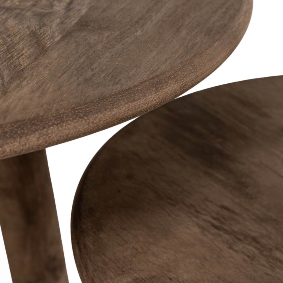 TRIPOLI - Set de 2 tables basses en bois de manguier brun