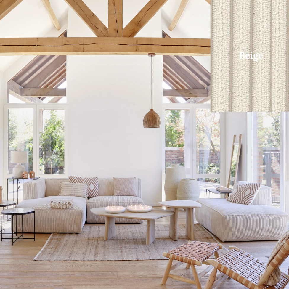 BROWER BEIGE - Canapé d'angle en tissus côtelé