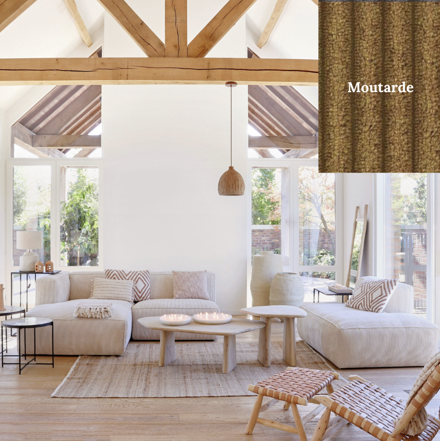 BROWER MOUTARDE - Canapé d'angle en tissus côtelé