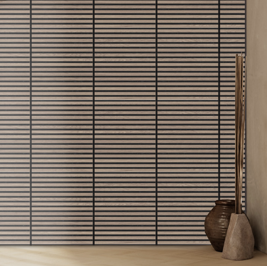 LINEA WALNUT - Parement mural avec feutrine acoustique 10 mm