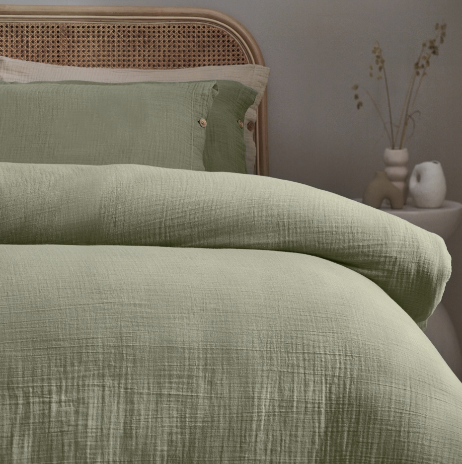 LARK - Housse de couette en mousseline de coton + taies d'oreiller