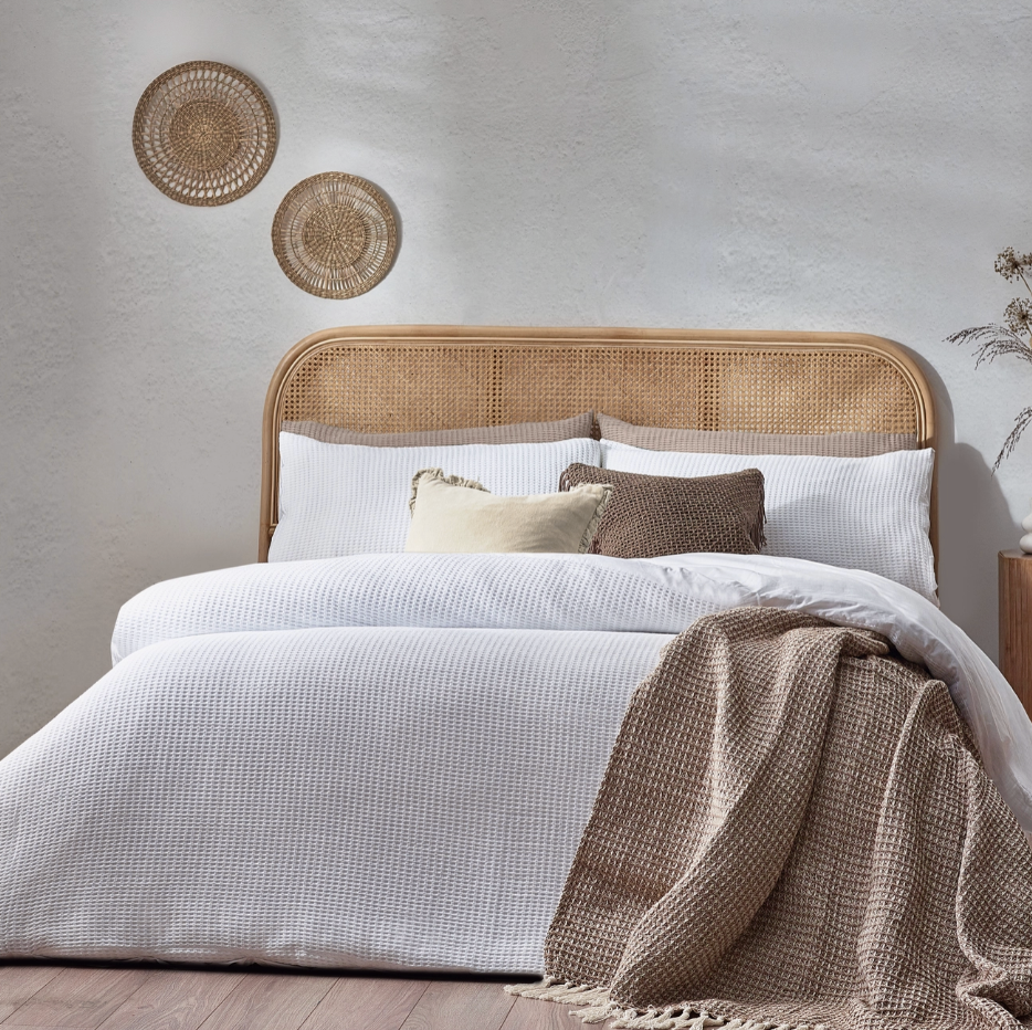 WAFFLE WHITE - Housse de couette en coton gaufré + taies d'oreiller