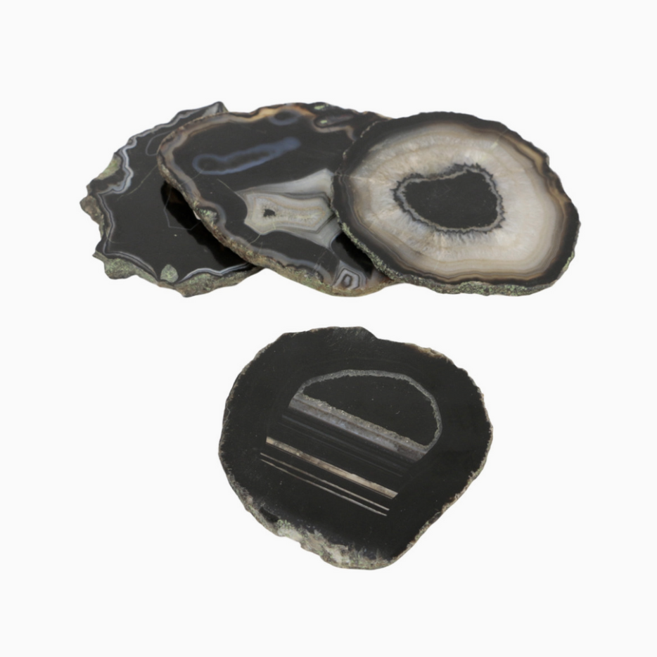 SYMBOLE - 4 sous-verre en agate noire