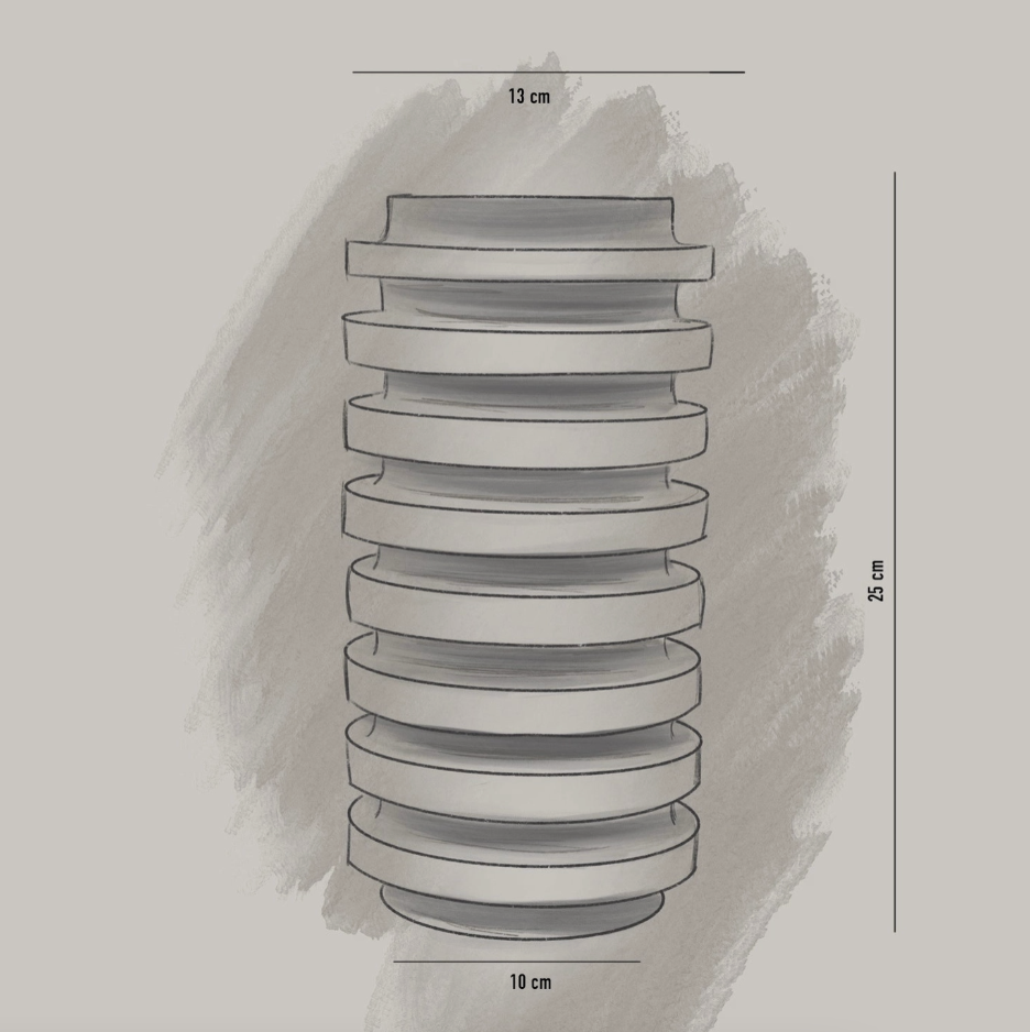 LIOR - Grand vase à bandeaux fabriqué à la main en travertin argenté