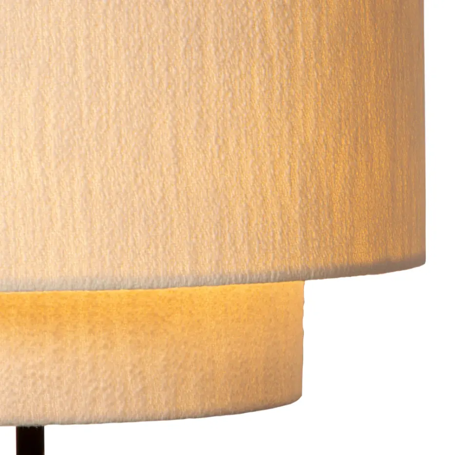 POLAR - Lampadaire avec abat-jour en coton blanc cassé