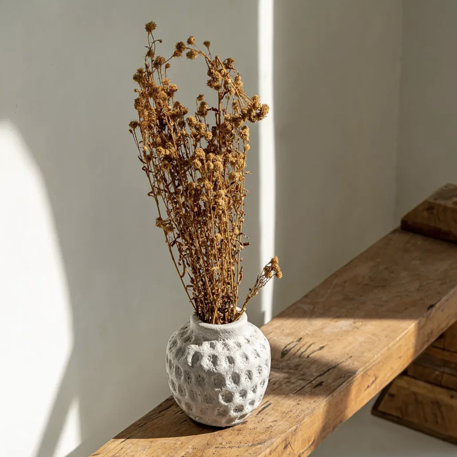 TRENDY BETON - Vase en terre cuite gris imitation béton taille S