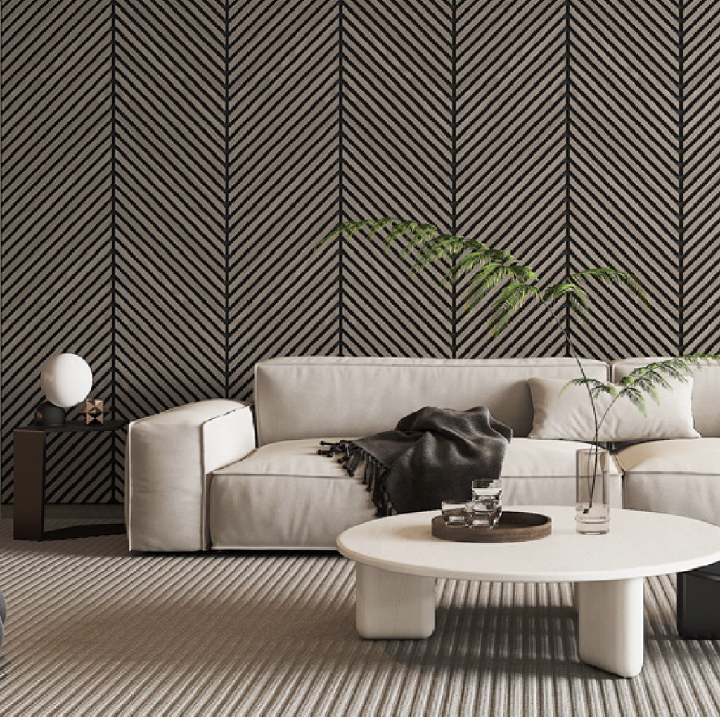 HUNGARIAN WALNUT - Parement mural en points de hongrie avec feutrine acoustique 10 mm - Prix à la boite (2,73m²)