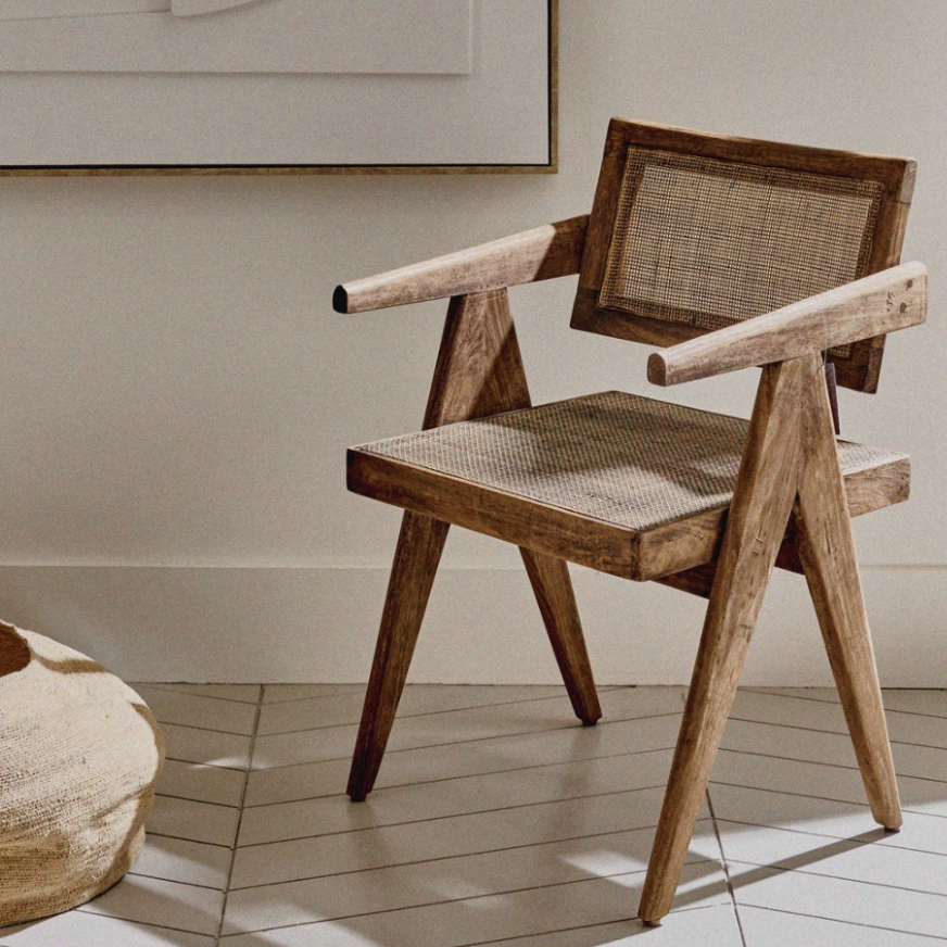 ROSALIA - Fauteuil en bois de manguier et rotin