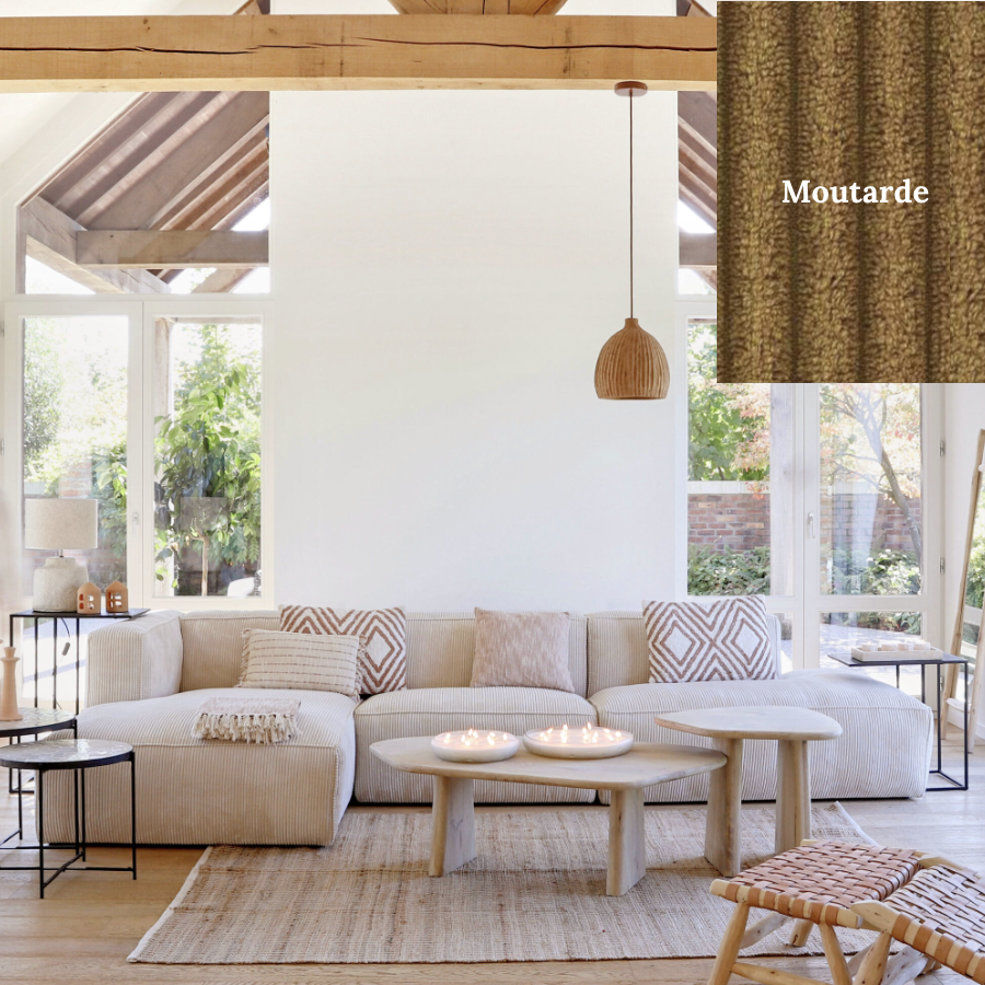 BROWER MOUTARDE - Canapé d'angle en tissus côtelé