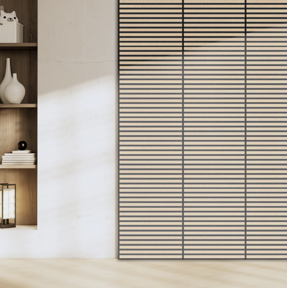 LINEA LIGHT OAK - Parement mural avec feutrine acoustique 10 mm - Prix à la boite (0,61m²)