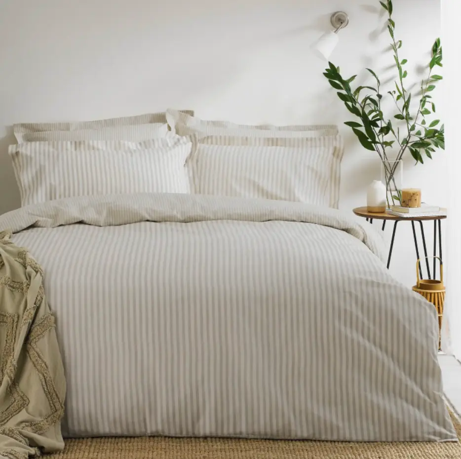 HEBDEN NATURAL - Housse de couette réversible 100% coton + taies d'oreiller