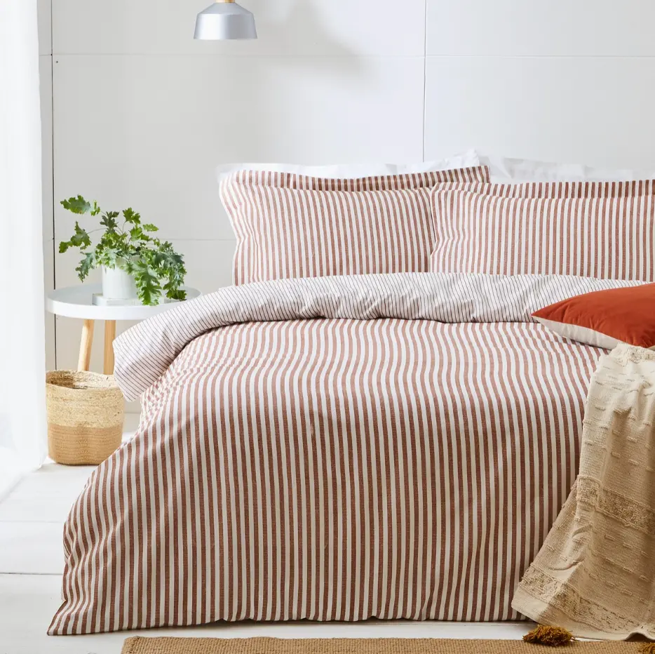 HEBDEN PECAN - Housse de couette réversible 100% coton + taies d'oreiller