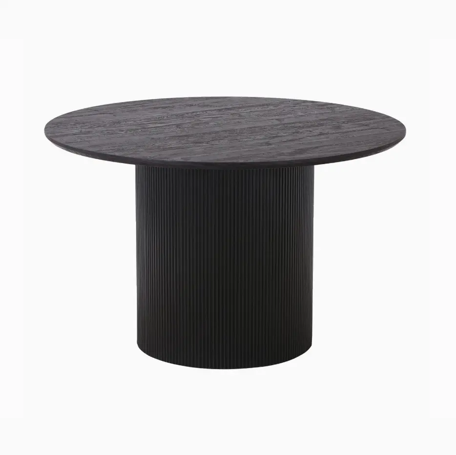 BOAVISTA - Table de salle à manger ronde en mélaminé brun foncé