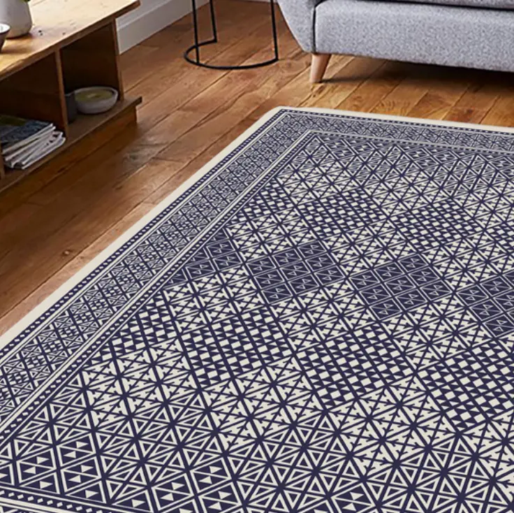 TRIANGLE DENIM - Tapis bleu et blanc (160x230)