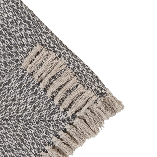 CORT - Plaid gris et crème en coton
