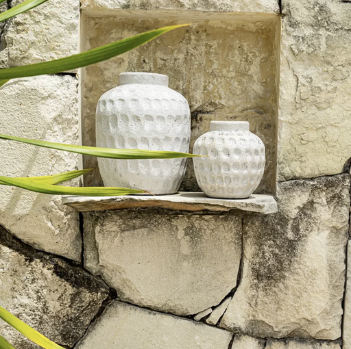 TRENDY BETON - Grand vase en terre cuite imitation béton taille L