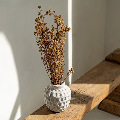 TRENDY BETON - Vase en terre cuite gris imitation béton taille S