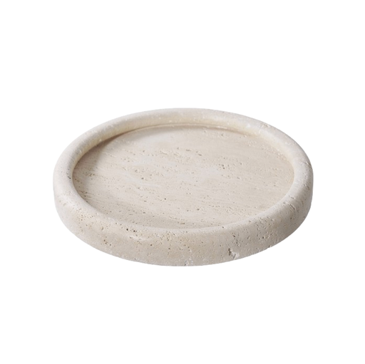 LUNA - Plateau rond décoratif en travertin naturel