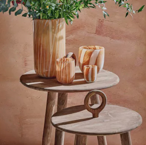 TRIPOLI - Set de 2 tables basses en bois de manguier brun