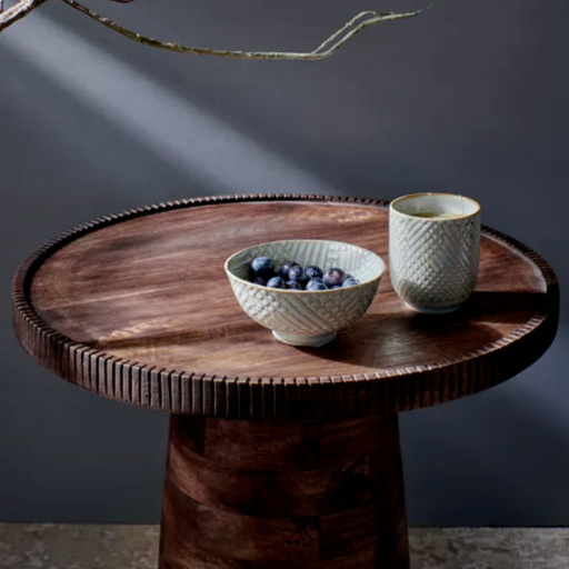 RAMONA - Table basse ronde en noyer certifié FSC (modèle B)