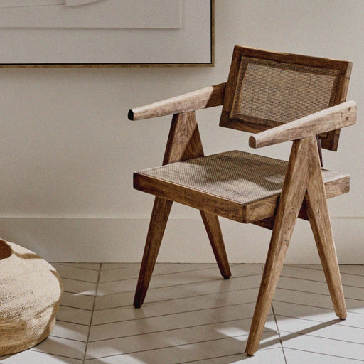ROSALIA - Fauteuil en bois de manguier et rotin