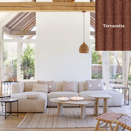 BROWER TERRACOTTA - Canapé d'angle en tissus côtelé