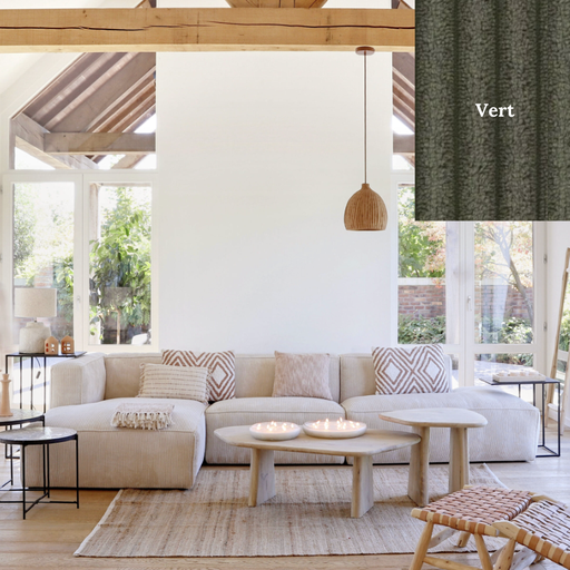 BROWER VERT - Canapé d'angle en tissus côtelé