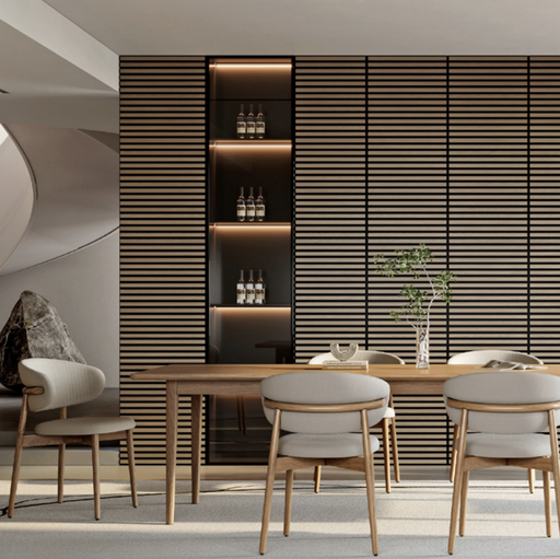 LINEA WALNUT - Parement mural avec feutrine acoustique 10 mm - Prix à la boite (0,61m²)