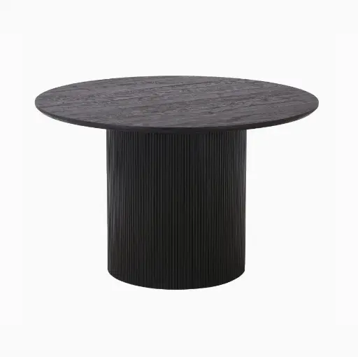 BOAVISTA - Table de salle à manger ronde en mélaminé brun foncé