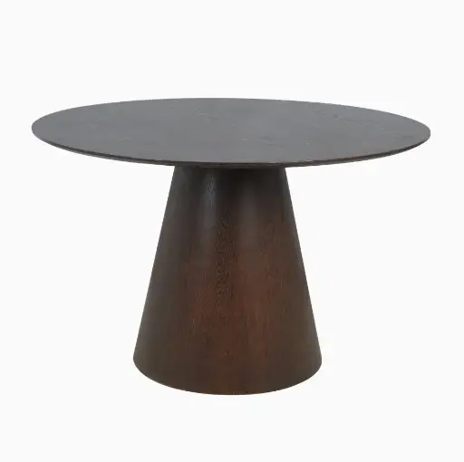 BOLTON - Table de salle à manger ronde en mélaminé couleur noyer